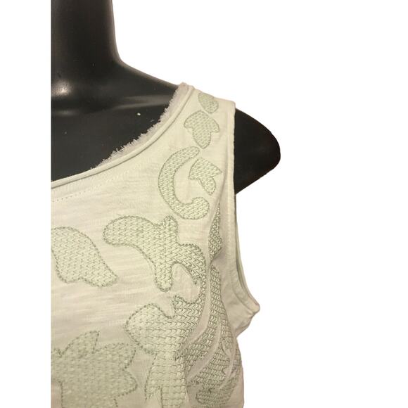Small Chicos Womens Light Green Cotton Tank Top Pattern Raw Edge Neckline - Picture 7 of 8